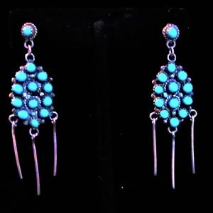VTG NATIVE AMERICAN STERLING/TURQUOISE EARRINGSSIS